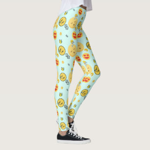 Legging "Padrão Emoji Engraçado e Bonito Aproveite Rostos"