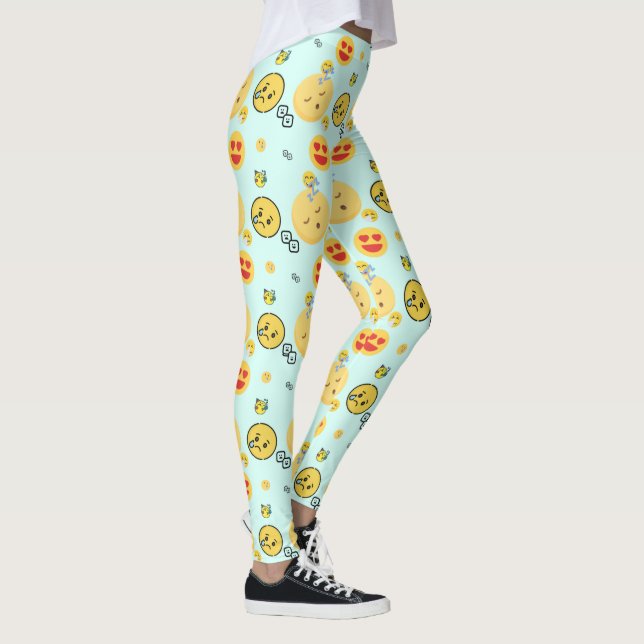Legging "Padrão Emoji Engraçado e Bonito Aproveite Rostos" (Direita)