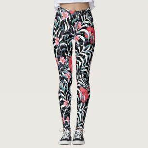 Legging Padrão escuro com flores