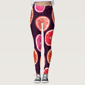 Legging Padrão Escuro De Citros Pintados À Mão