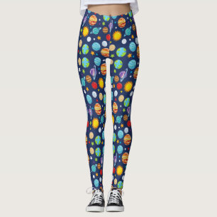 Legging Padrão Espacial, Planetas, Estrelas, Cosmos, Galáx