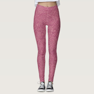 Legging Padrão Espiral Dourado de Abertura Rosa Rosa Rosa