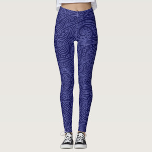Legging Padrão espiral violeta e Lavanda  