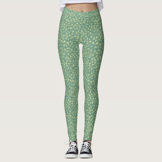 Legging Padrão Estrela de Espuma de Mar (Frente)