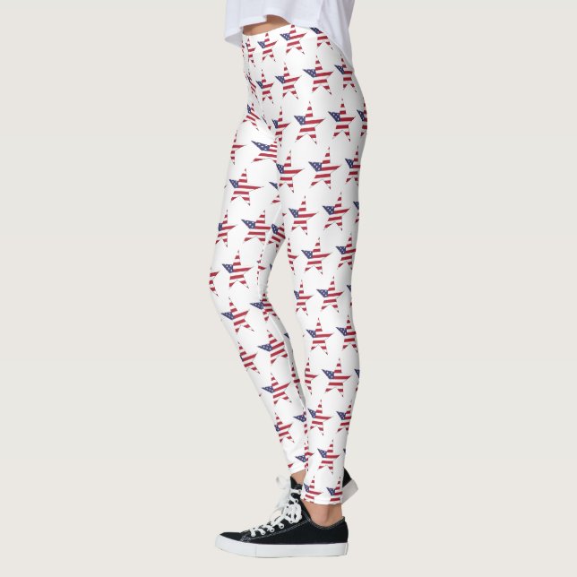 Legging Padrão Estrela dos EUA com Estrelas e Stripes Patr (Esquerda)