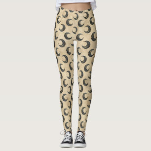 Legging Padrão Estrela Dourada da Lua Celestial Noturna (4