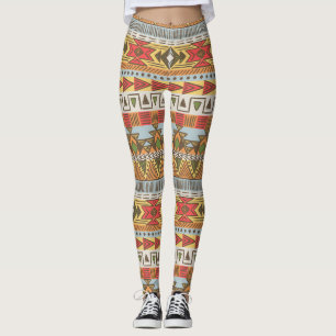 Legging Padrão étnico brilhante, perfeito, colorido.