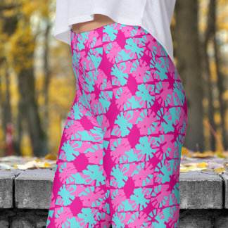 Legging Padrão Fabuloso de Desvio de Fase Rosa Quente