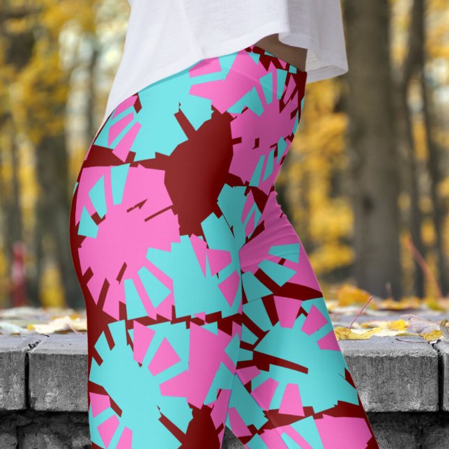 Legging Padrão Fabuloso de Desvio em Fase Vermelha Profund (Phase Shift on Deep Red Leggings)