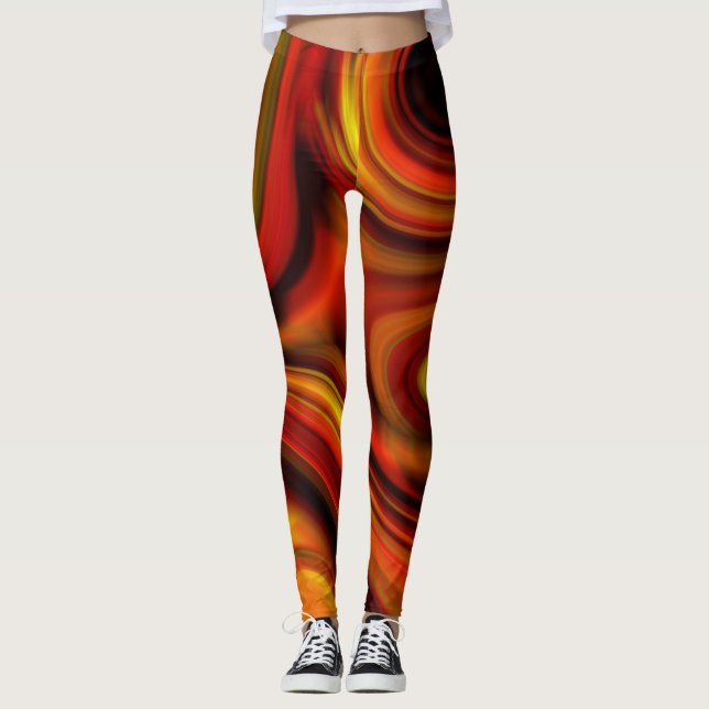 Legging Padrão Fervoroso Laranja e Amarelo (Frente)