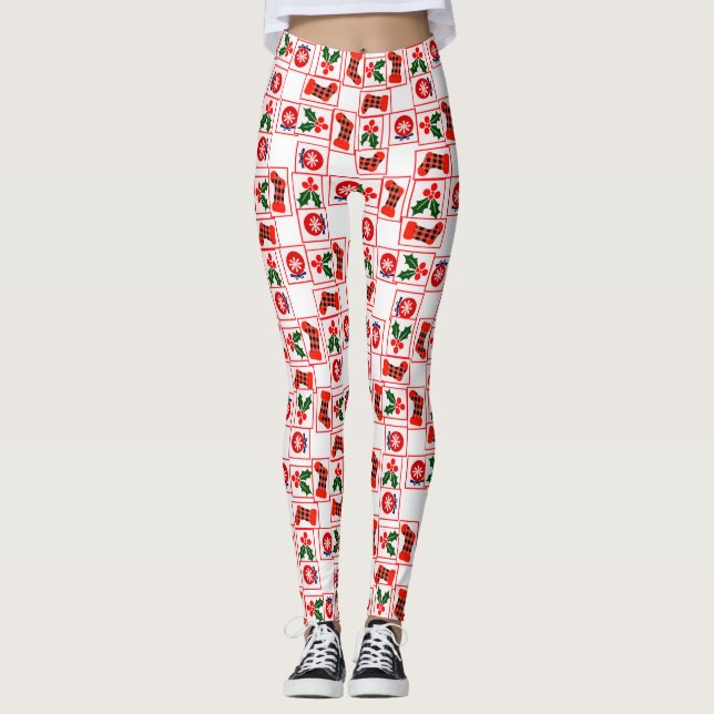 Legging Padrão festivo de Natal (Frente)