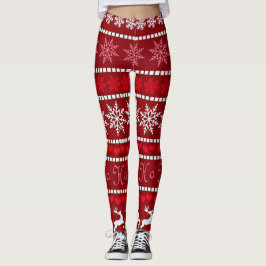 Legging Padrão Festivo do Floco de Neve