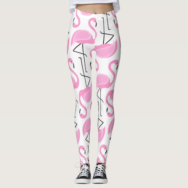Legging Padrão Flamingo Moderno Rosa Simples (Frente)