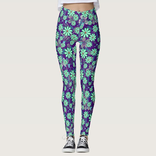 Legging Padrão floral 17.b Roxo BG (Frente)