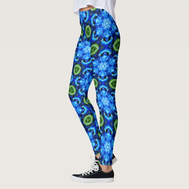 Legging Padrão Floral abstrato Azul (Esquerda)