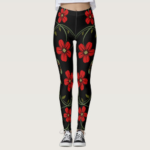 Legging Padrão Floral abstrato Curl Grunge.