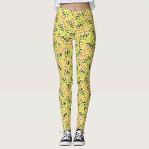 Legging Padrão Floral Alegre: Flores Rosa