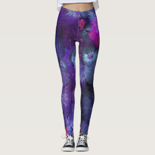 Legging Padrão Floral Aquarela Roxa