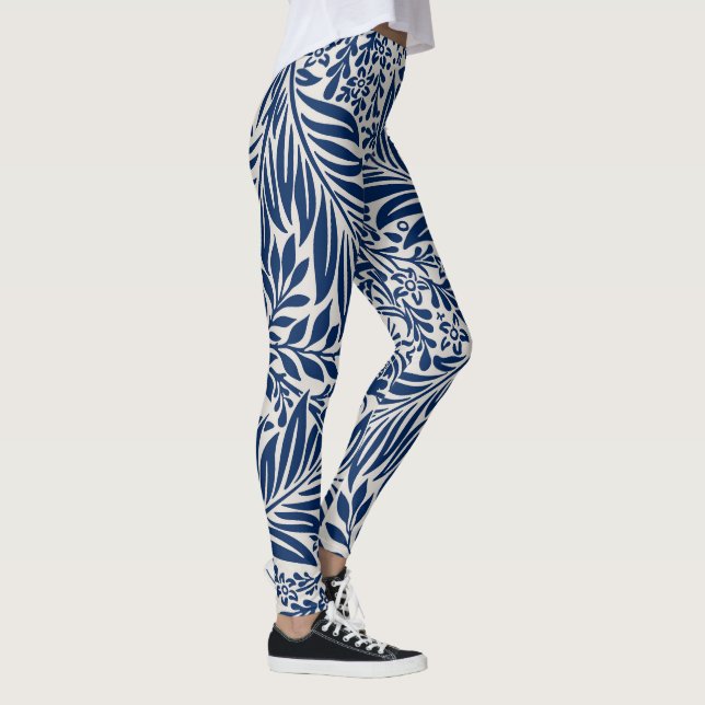 Legging padrão floral azul com folhas e flores diversas (Direita)