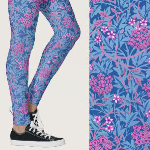 Legging Padrão Floral Azul Inspirado em William Morris