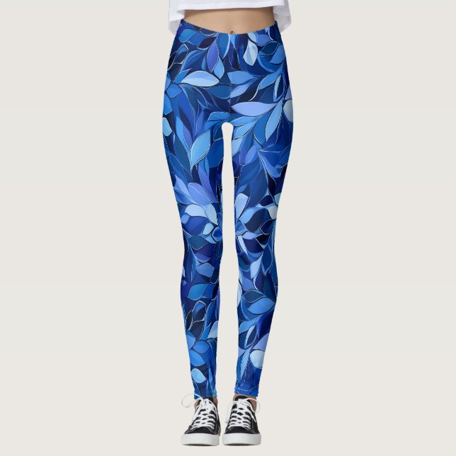 Legging Padrão Floral Azul Invisível (Frente)