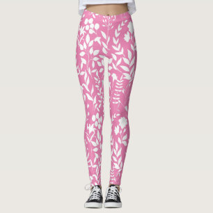 Legging Padrão Floral Azul.RUA02. Cor-de-rosa branca BG