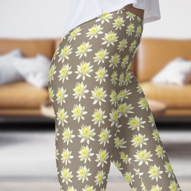 Legging Padrão Floral bonito Castanho Pálido Bloom (Pale Bloom on Bisque)