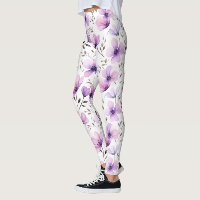 Legging Padrão Floral Botânico de Aquarela (Esquerda)