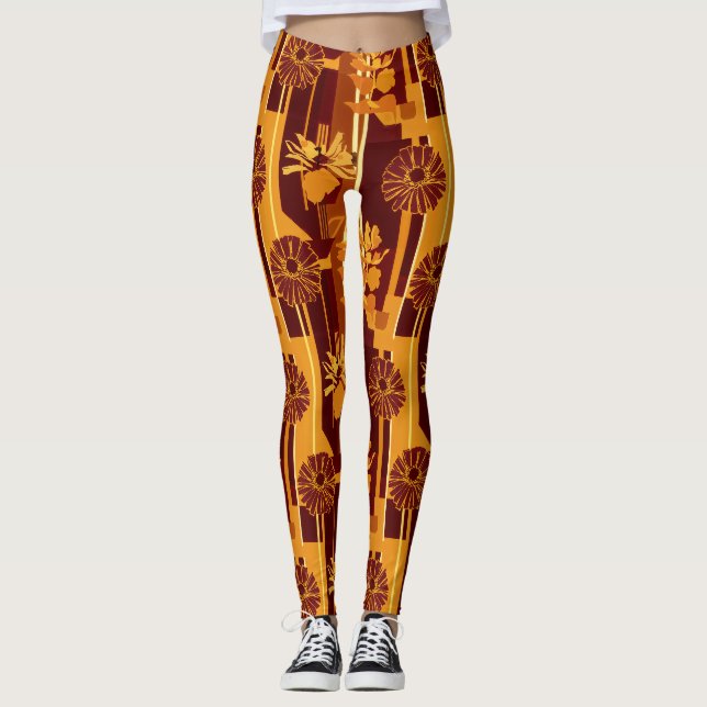 Legging Padrão Floral Botânico Tom Terra (Frente)