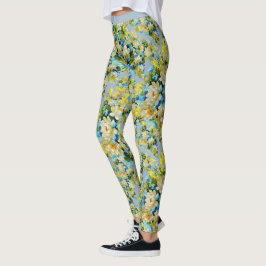 Legging Padrão Floral Branco da Vintage Flor Yoga