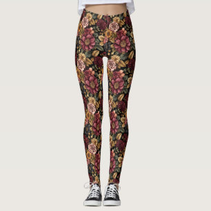 Legging Padrão Floral Burgundy