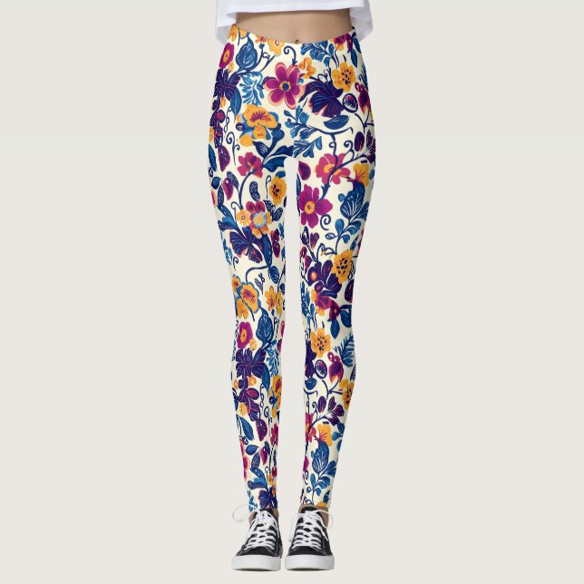 Legging Padrão Floral Colorido (Frente)