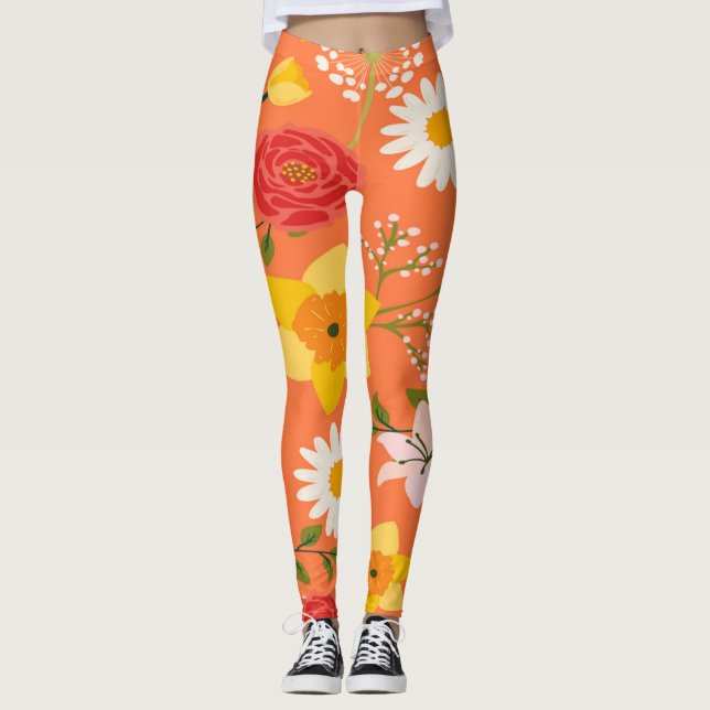 Legging Padrão Floral Colorido (Frente)