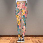 Legging Padrão Floral Colorido das Flores Modernas<br><div class="desc">Padrão Floral Colorido das Flores Modernas</div>