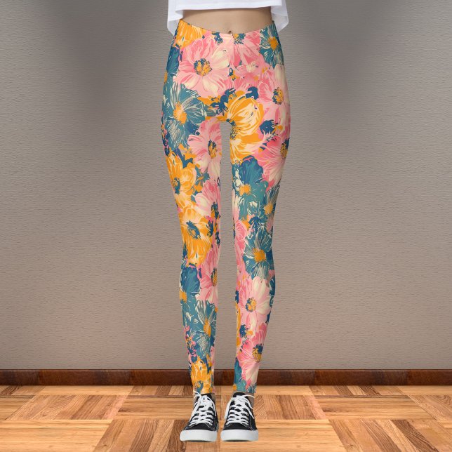 Legging Padrão Floral Colorido das Flores Modernas (Criador carregado)