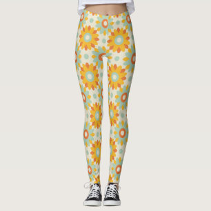 Legging padrão floral colorido flores selvagens abstrato