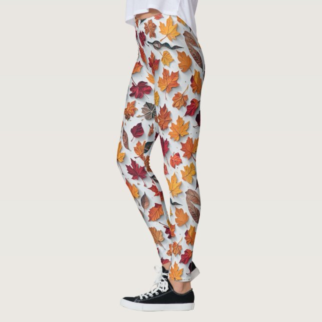 Legging Padrão floral com folhas caídas 4 - Pernas (Esquerda)
