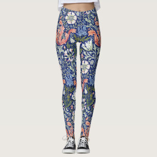 Legging Padrão Floral Compton 1896 Azul Fundo Morris