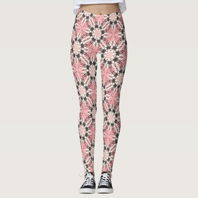 Legging Padrão floral cor de rosa (Frente)