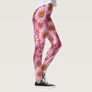 Legging Padrão floral cor-de-rosa-chic-retrô