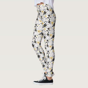 Legging Padrão Floral da Cinza Amarela abstrato