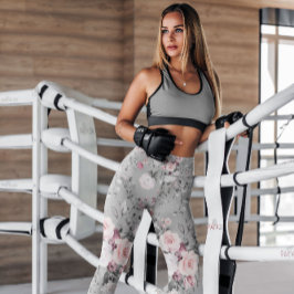 Legging Padrão Floral da Cinza Elegante | Leguminosas