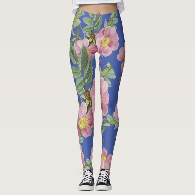 Legging Padrão floral da moda de verão azul-azul-boho mode (Frente)