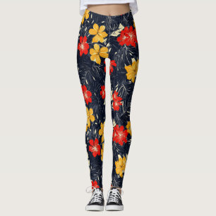 Legging Padrão Floral das Flores Exóticas