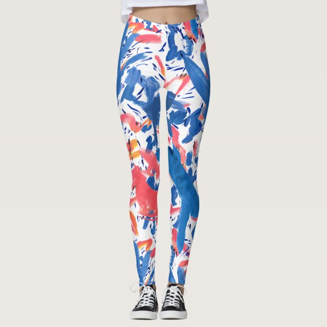 Legging Padrão Floral de abstrato Grunge (Frente)