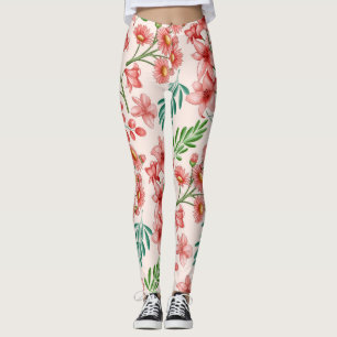 Legging Padrão Floral De Aquarela Pintada À Mão- 54098