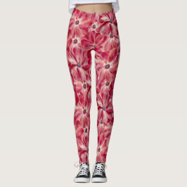 Legging Padrão Floral de Aquarela Vermelha Moderna