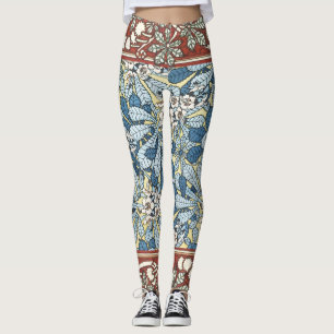 Legging Padrão Floral de Castanheira Art Nouveau Antigo