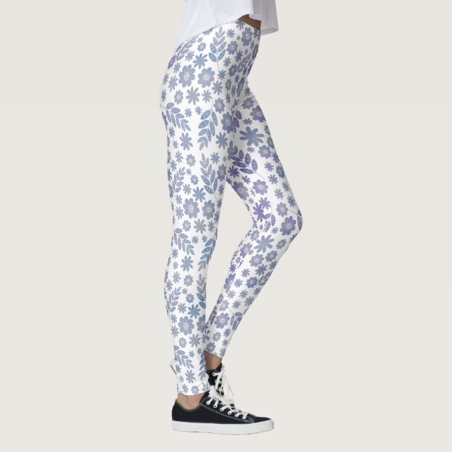 Legging Padrão Floral de cinza e Lavanda (Direita)