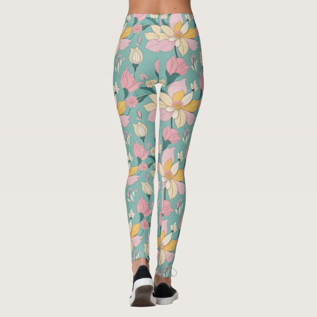Legging Padrão floral de cor pastel mole (Verso)